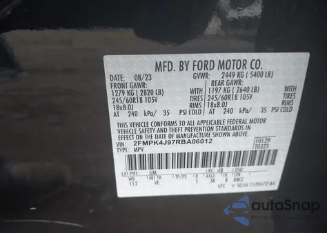 2024 Ford Edge Sel z USA, uszkodzony, nr VIN 2FMPK4J97RBA06012